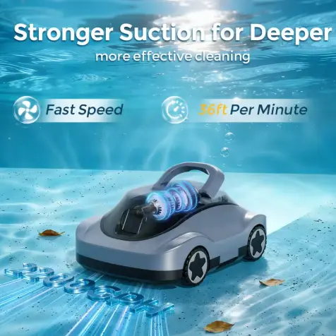 Robot limpiador de piscinas inalámbrico con potente aspiradora de succión