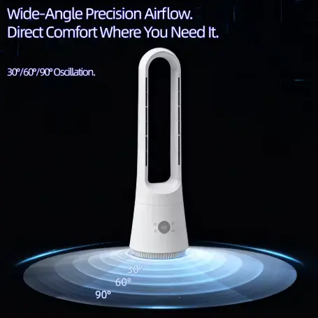 Purificador de aire inteligente con ventilador de torre sin aspas, frío y caliente, con control remoto